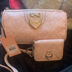 Juicy Couture Pink Shoulder Bag and Wallet Set
